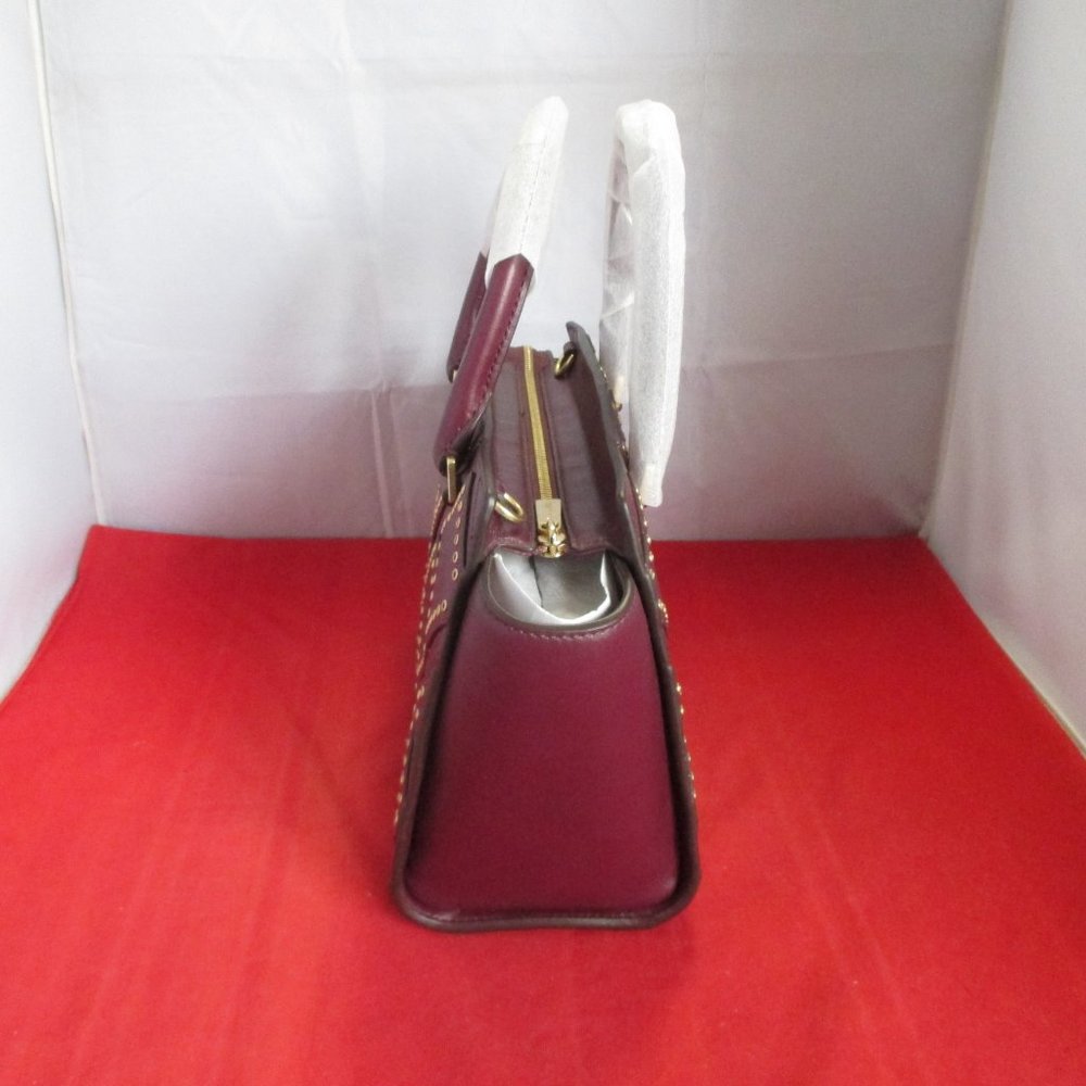 Michael Kors Selma Medium Grommet Top Zip Satchel $498 Plum #051 - Picture 12 of 15
